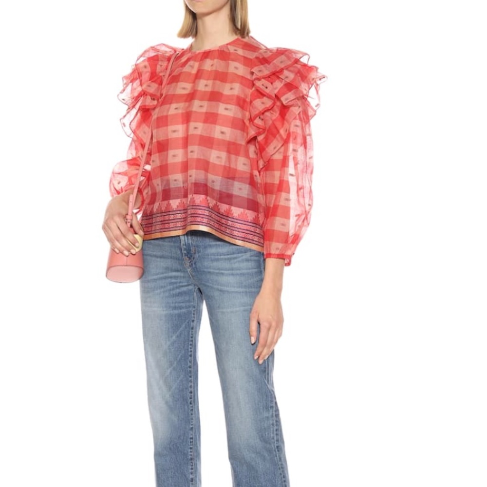 Ulla Johnson Caasi checked cotton blouse